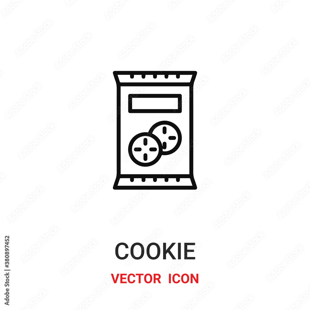 Poster cookie icon vector symbol. cookie symbol icon vector for your design. modern outline icon for your w