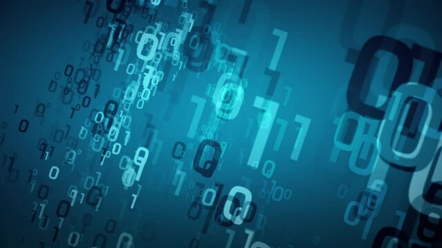 Digital Binary Code, binary data constantly and rapidly changing on a computer screen