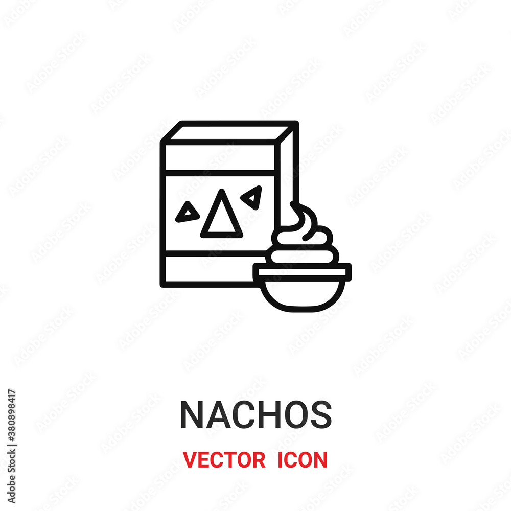Poster nachos icon vector symbol. nachos symbol icon vector for your design. modern outline icon for your w
