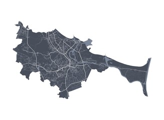 Gdansk map. Detailed map of Gdansk city poster with streets. Cityscape vector. © Kostiantyn