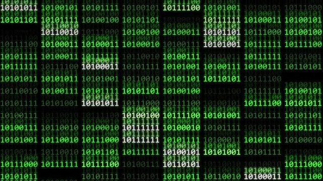 binary data cycling on and off 1s and 0s