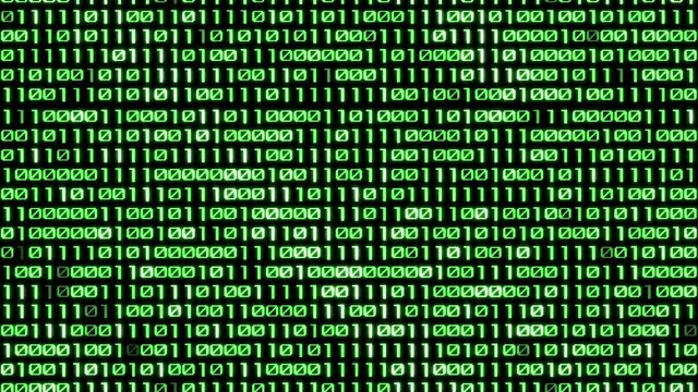 Concept of digital age. Algorithm binary, hud interface, data code, decryption and encoding, row matrix background.