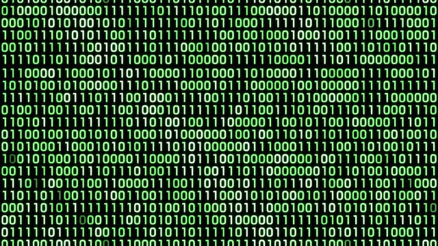Matrix style blue binary code streaming motion background animation