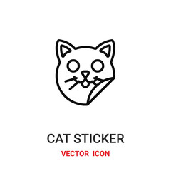 cat sticker icon vector symbol. cat sticker symbol icon vector for your design. Modern outline icon for your website and mobile app design.