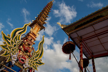 Man Made towers with 9 levels with traditional decoration dedicated for A Traditional Funeral in...