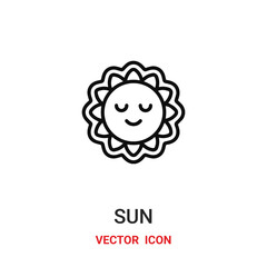 sun icon vector symbol. sun symbol icon vector for your design. Modern outline icon for your website and mobile app design.
