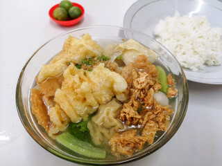 Fish cakes soup with Rice 