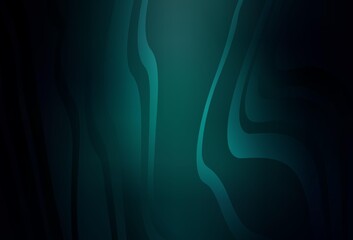 Dark Green vector background with curved lines.