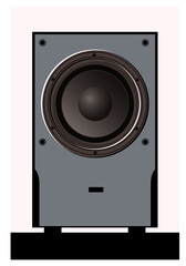 Acoustic system. Subwoofer. Home theater component. Vector image for illustrations.
