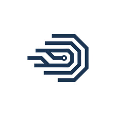 vector D logo line art alphabet icon technonogies illustrations