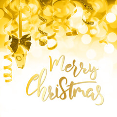 Fototapeta na wymiar Greetings card with Merry Christmas text