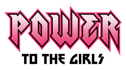 Pink Vector Power Girl Rock Slogan Apparel and Other Uses