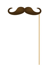 Brown male mustache on stick. vector