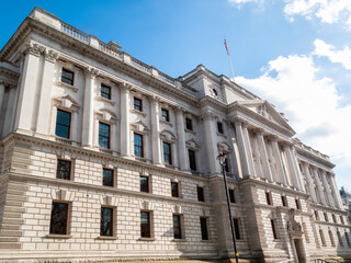 HM Treasury Inland Revenue tax office building in Whitehall London England UK built in 1908 which is a popular travel destination tourist attraction landmark of the city stock photo Image