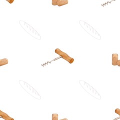 pattern from corkscrew, cork and baguette 
