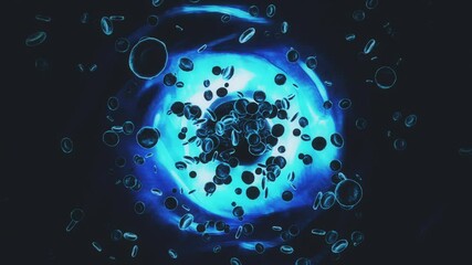 red blood cells in an artery, flow inside body, medical human health-care.Red blood cells. Blood elements.3d rendering red blood cells - Powered by Adobe