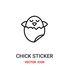 chick sticker icon vector symbol. sticker symbol icon vector for your design. Modern outline icon for your website and mobile app design.