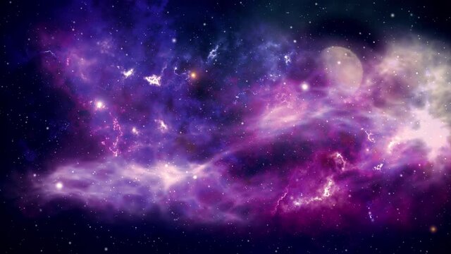 3D-Animation Space flight through a galaxy nebula. 4K Nebula Space Background.