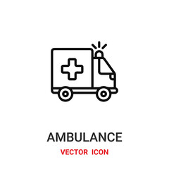 Ambulance vector icon. Modern, simple flat vector illustration for website or mobile app.First emergecy van symbol, logo illustration. Pixel perfect vector graphics	