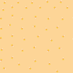 Obraz na płótnie Canvas Happy Halloween seamless pattern. Corn candy on a pastel orange color background. Vector illustration. Flat design.