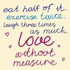 text for the print. postcard with lettering. phrase handwritten, postcard to the Valentine's day.