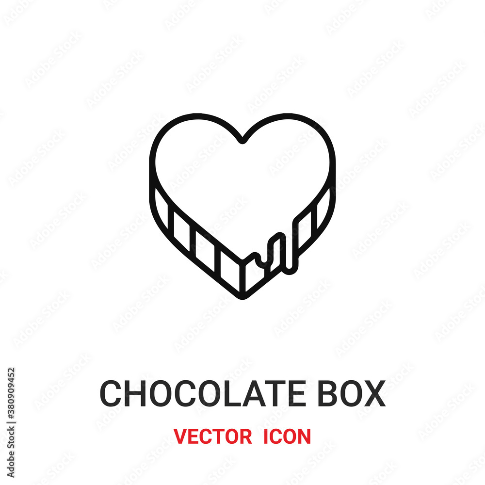 Poster chocolate box icon vector symbol. chocolate box symbol icon vector for your design. modern outline i