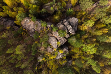 Aerial view of heart shaped rock