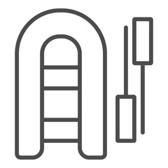 Inflatable boat outline vector icon. Thin line black inflatable boat icon, flat vector simple element illustration from editable camping concept isolated on white background