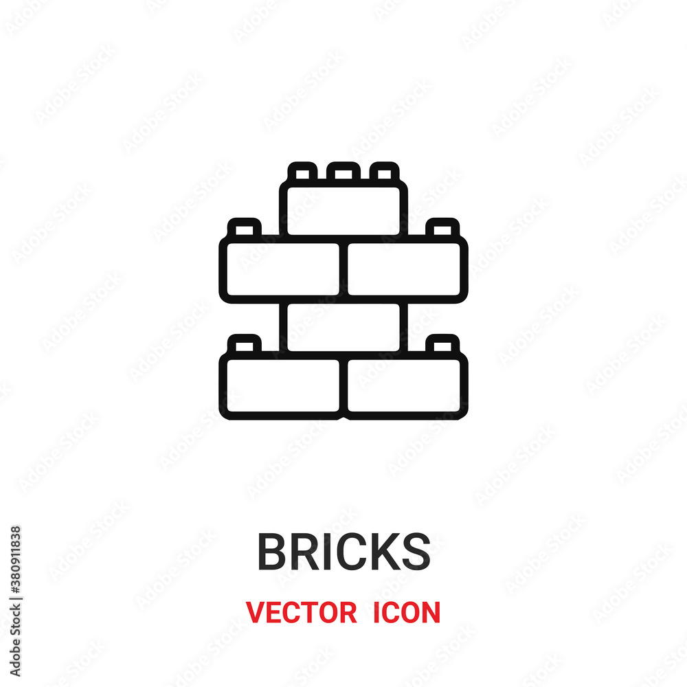 Poster bricks icon vector symbol. bricks symbol icon vector for your design. Modern outline icon for your website and mobile app design.