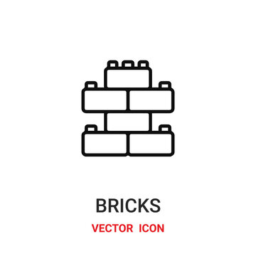 bricks icon vector symbol. bricks symbol icon vector for your design. Modern outline icon for your website and mobile app design.