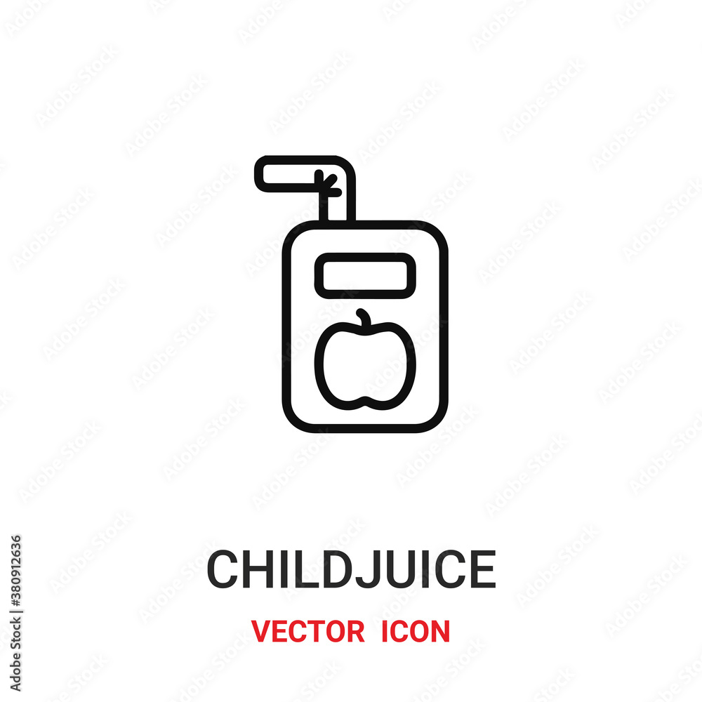 Poster child juice icon vector symbol. child juicesymbol icon vector for your design. modern outline icon f