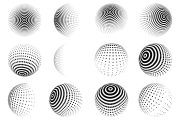Halftone effect vector elements. Dotted circles