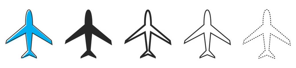 Aircraft icons. Set of airplane icons. Vector illustration. © chekman