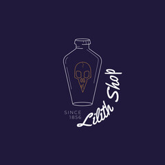 Vector abstract logo design template in trendy linear minimal style - sun, moon and stars - abstract symbol for cosmetics and packaging, jewellery, hand crafted or beauty products