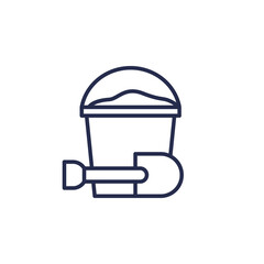 sand toys line icon, shovel and bucket