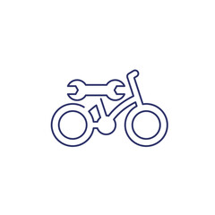 bicycle, bike repair service line icon on white