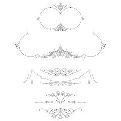 Set of vintage elements for lettering decoration. Art Nouveau style, early twentieth century.