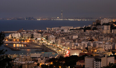View on algiers coast in a cloudy night