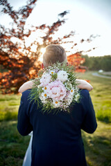 bride and groom kissing