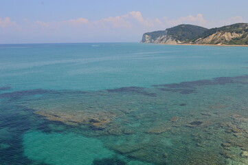 The stunning turquoise waters in the Ionian Sea around Corfu, Greece