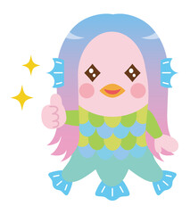 アマビエ　妖怪　いいね・グッドのイラスト素材