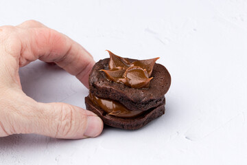 Mini Marquise cake, white background, Spain