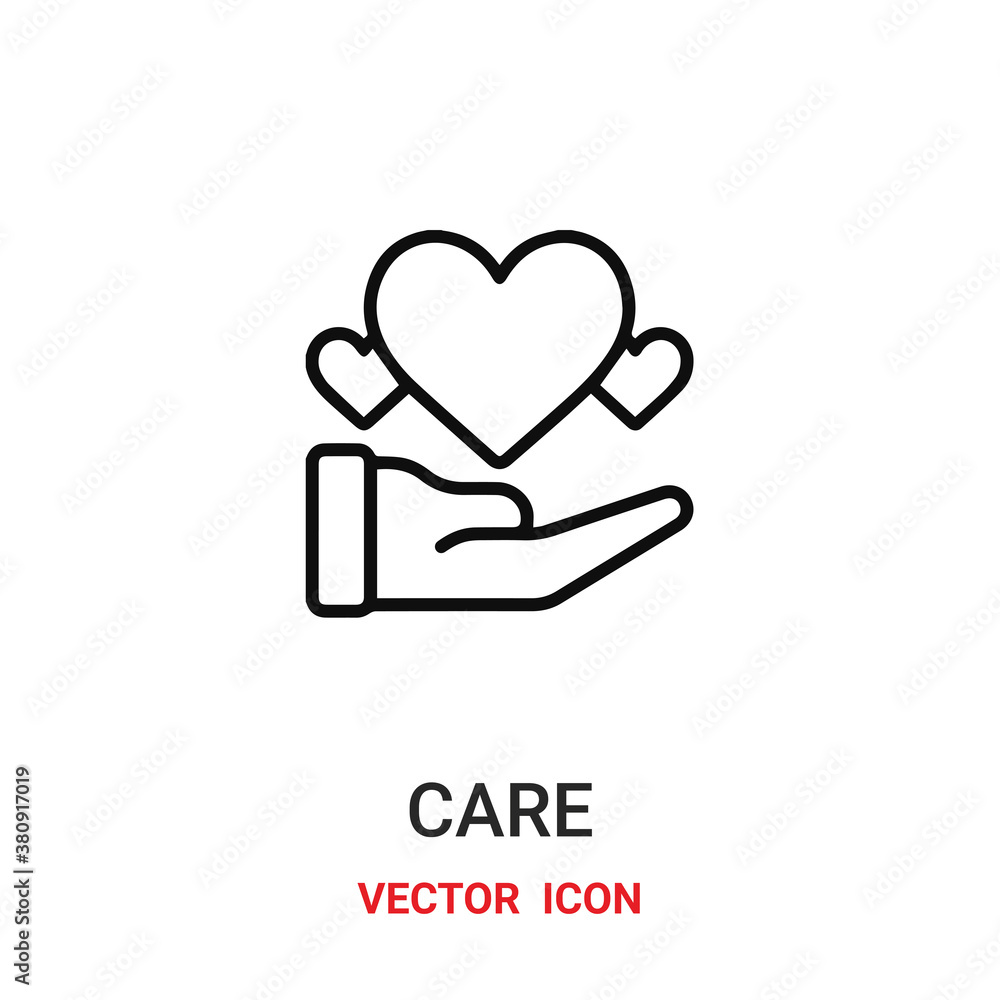 Poster care icon vector symbol. care symbol icon vector for your design. Modern outline icon for your website and mobile app design.