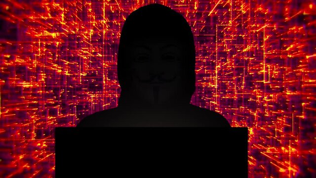Anonymous Masked Hacker Cyber Security Attack - 4K Dark Web Cybercrime Computer Hacked