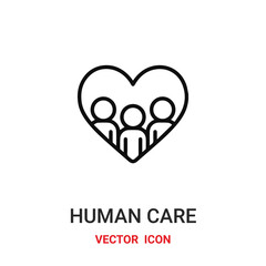 human care icon vector symbol. human care symbol icon vector for your design. Modern outline icon for your website and mobile app design.