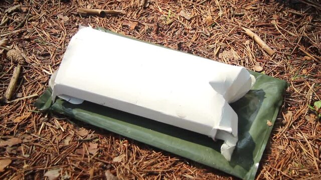 The Lithuanian Military Meal Ready-To-Eat (MRE). Time Lapse of The Heating Package