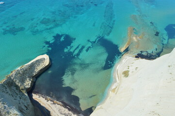 Fototapeta na wymiar The beautiful turquoise ocean in the Ionian Sea surrounding the island of Corfu, Greece