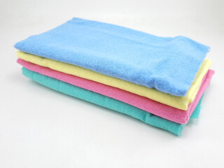Fototapeta na wymiar Pranela colorful cloth cleaner use to wipe excess water