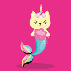 mermaid-cat-holding-shell