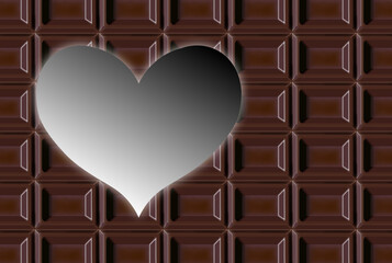 ブラック板チョコとハート